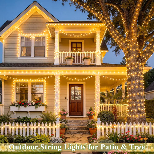 168FT 600 LED String Lights for outside Clear Wire, Warm White Christmas Lights Outdoor Waterproof, Tree Lights Outdoor Plug in for Patio Wedding Party Holiday Christmas Bedroom Pergola Decor