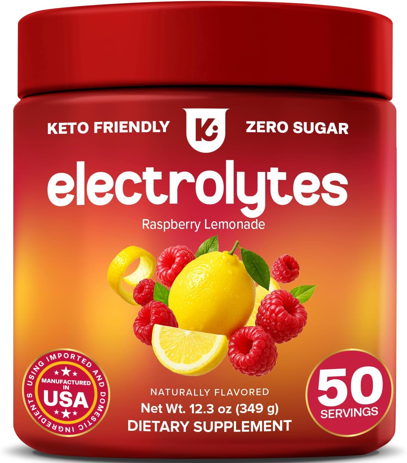 Electrolytes Powder – Raspberry Lemonade Flavor 50 Servings – No Sugar Hydration Supplement with Magnesium, Potassium, Sodium – Keto, Vegan, Fasting-Friendly, Zero Calorie Electrolyte Drink